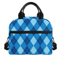 Blue Argyle Pattern Print Insulated Lunch Bag