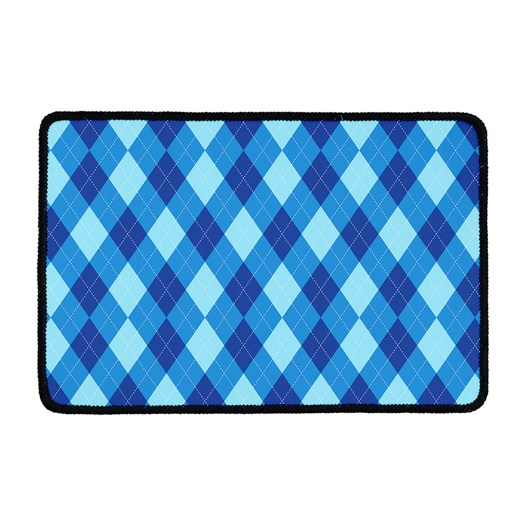 Blue Argyle Pattern Print Kitchen Mat