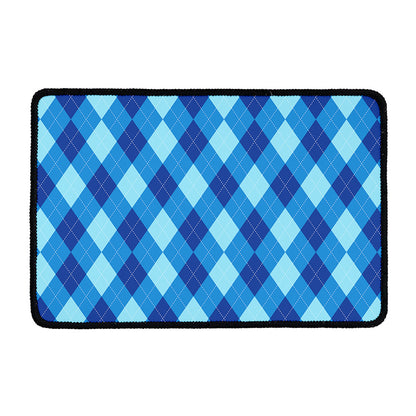 Blue Argyle Pattern Print Kitchen Mat