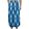 Blue Argyle Pattern Print Lantern Pants