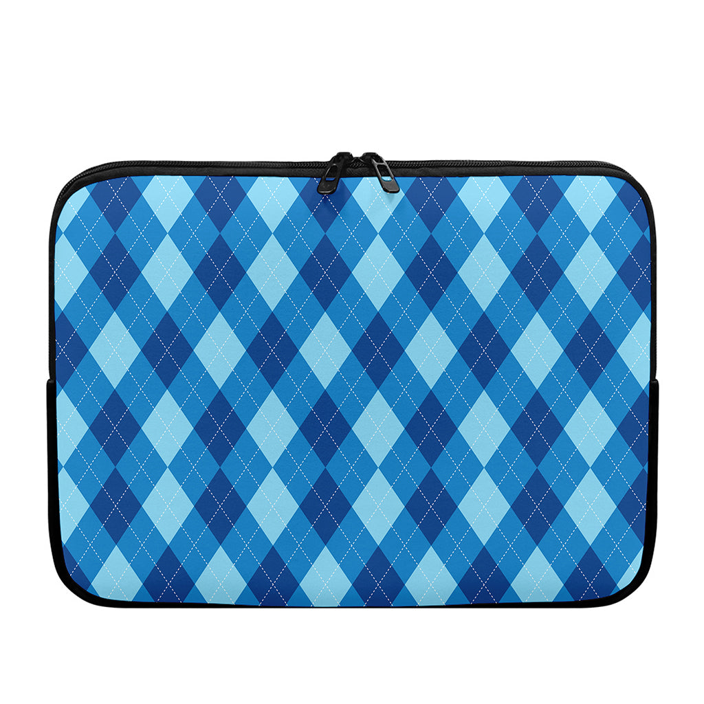 Blue Argyle Pattern Print Laptop Sleeve