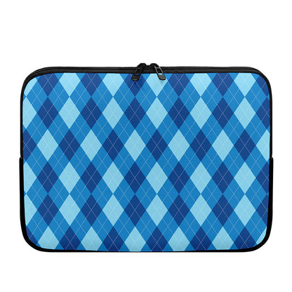 Blue Argyle Pattern Print Laptop Sleeve