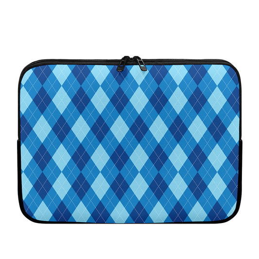 Blue Argyle Pattern Print Laptop Sleeve