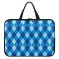 Blue Argyle Pattern Print Laptop Sleeve With Handle