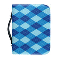 Blue Argyle Pattern Print Leather Bible Cover
