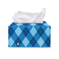 Blue Argyle Pattern Print Leather Tissue Box Cover