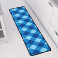Blue Argyle Pattern Print Long Kitchen Mat