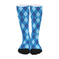 Blue Argyle Pattern Print Long Socks