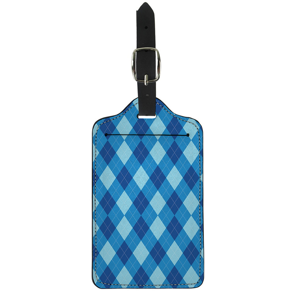 Blue Argyle Pattern Print Luggage Tag