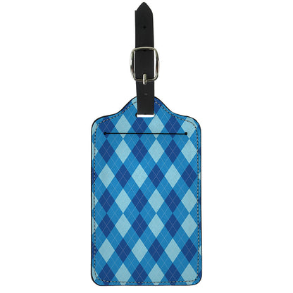 Blue Argyle Pattern Print Luggage Tag