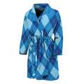 Blue Argyle Pattern Print Men's Bathrobe