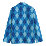 Blue Argyle Pattern Print Men's Blazer