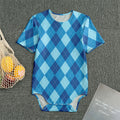 Blue Argyle Pattern Print Men's Bodysuit