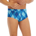 Blue Argyle Pattern Print Men's Briefs