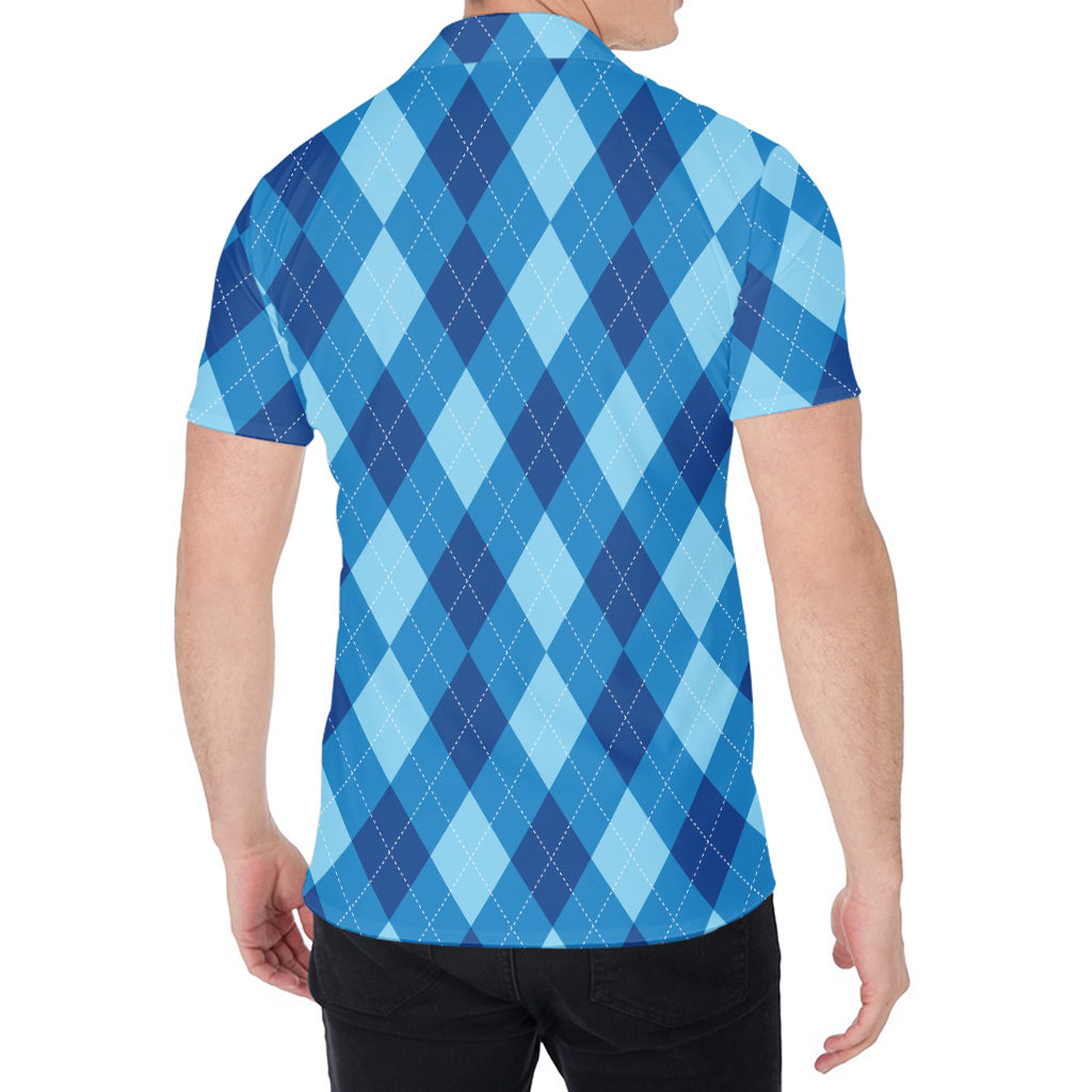 Blue Argyle Pattern Print Men's Shirt