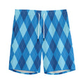 Blue Argyle Pattern Print Men's Athletic Shorts