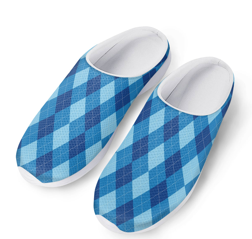 Blue Argyle Pattern Print Mesh Casual Shoes