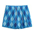 Blue Argyle Pattern Print Mesh Shorts