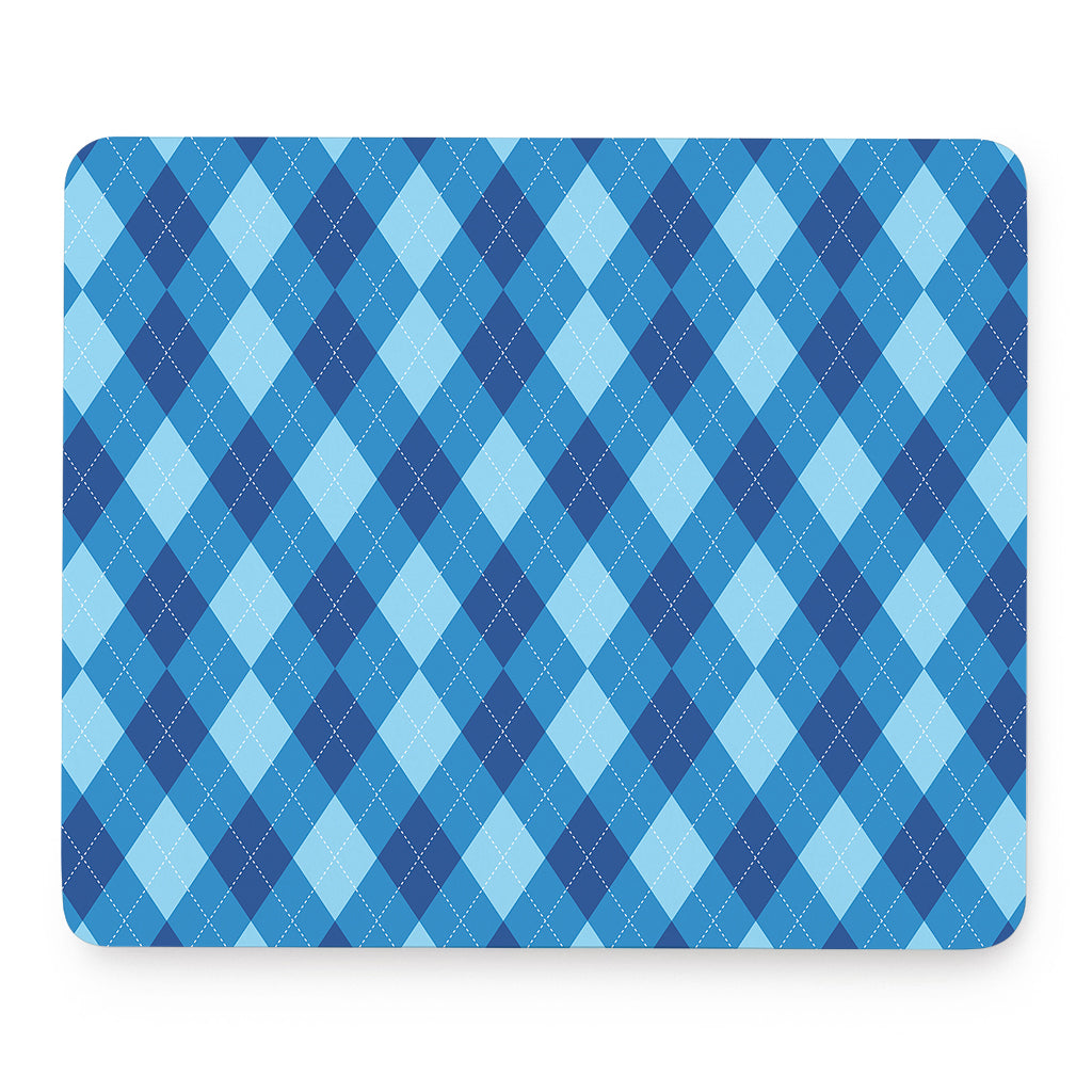 Blue Argyle Pattern Print Mouse Pad