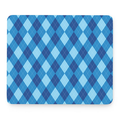 Blue Argyle Pattern Print Mouse Pad