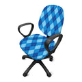 Blue Argyle Pattern Print Office Chair Cover