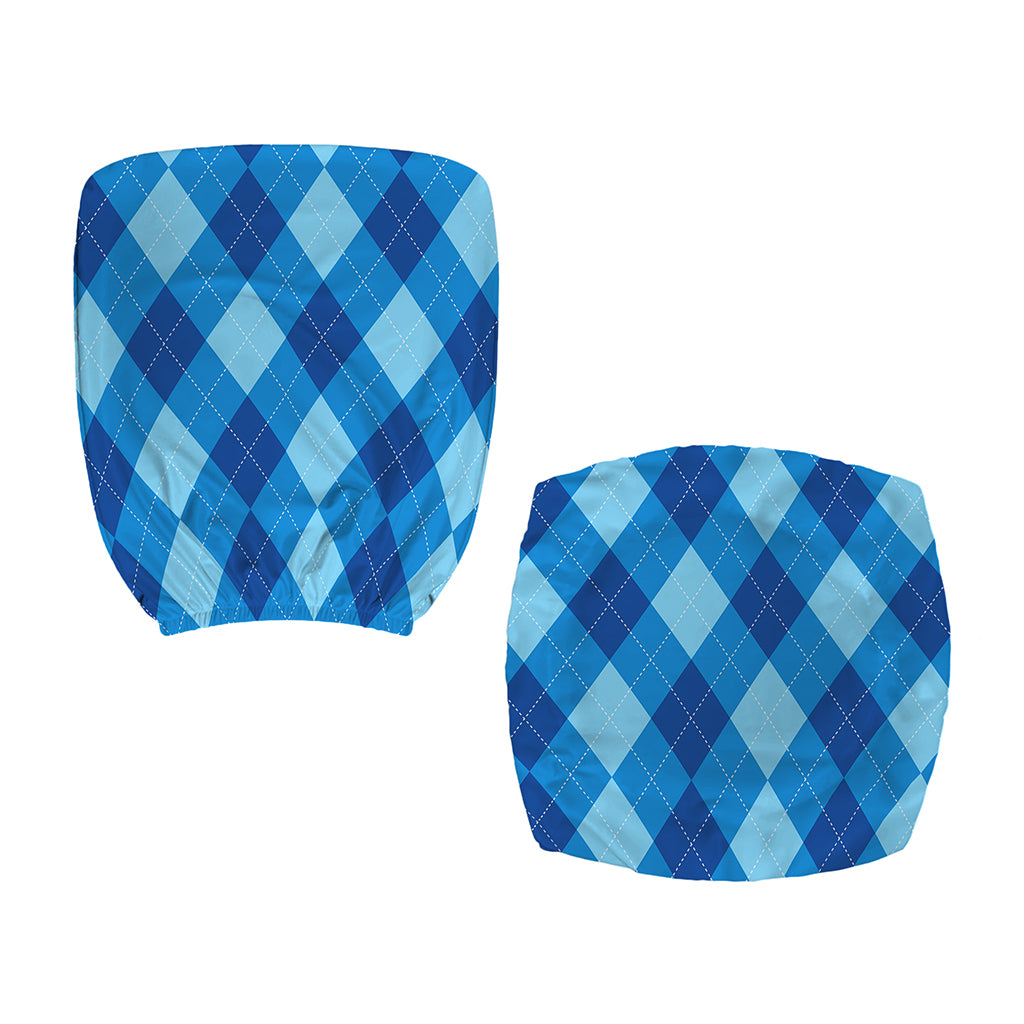 Blue Argyle Pattern Print Office Chair Cover