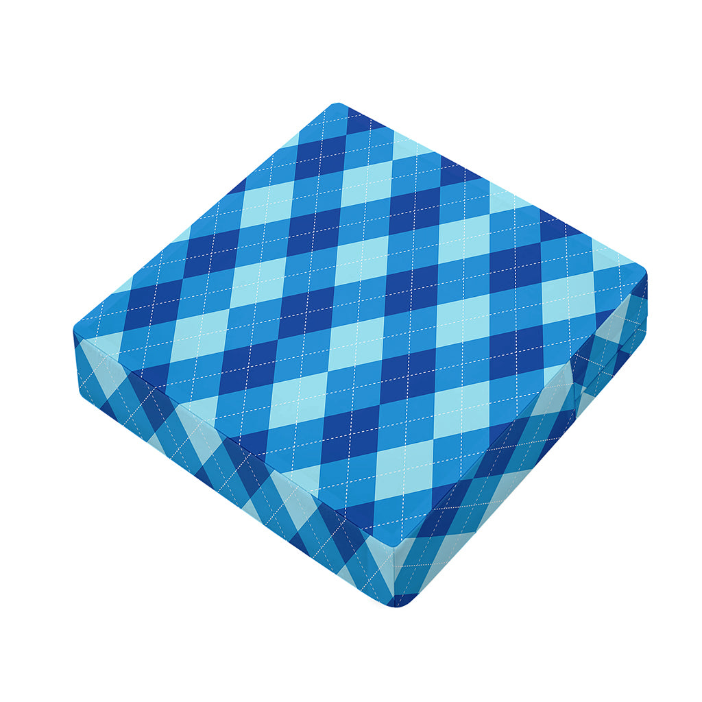 Blue Argyle Pattern Print Outdoor Seat Cushion Cover