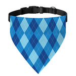 Blue Argyle Pattern Print Over The Collar Dog Bandana