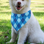 Blue Argyle Pattern Print Over The Collar Dog Bandana