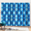 Blue Argyle Pattern Print Pencil Pleat Curtains