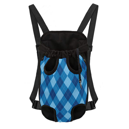 Blue Argyle Pattern Print Pet Carrier Backpack