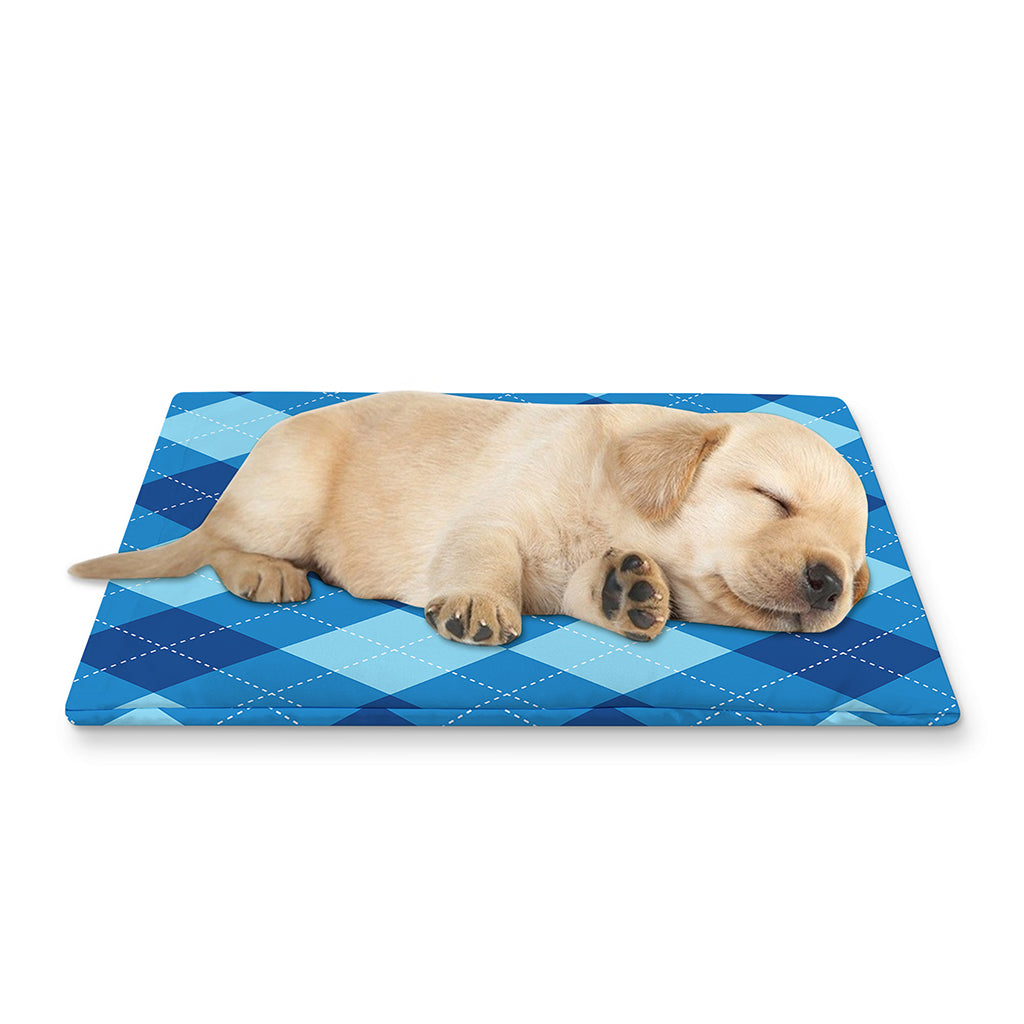 Blue Argyle Pattern Print Pet Cooling Mat Cover
