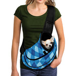 Blue Argyle Pattern Print Pet Sling Carrier