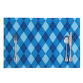 Blue Argyle Pattern Print Placemat