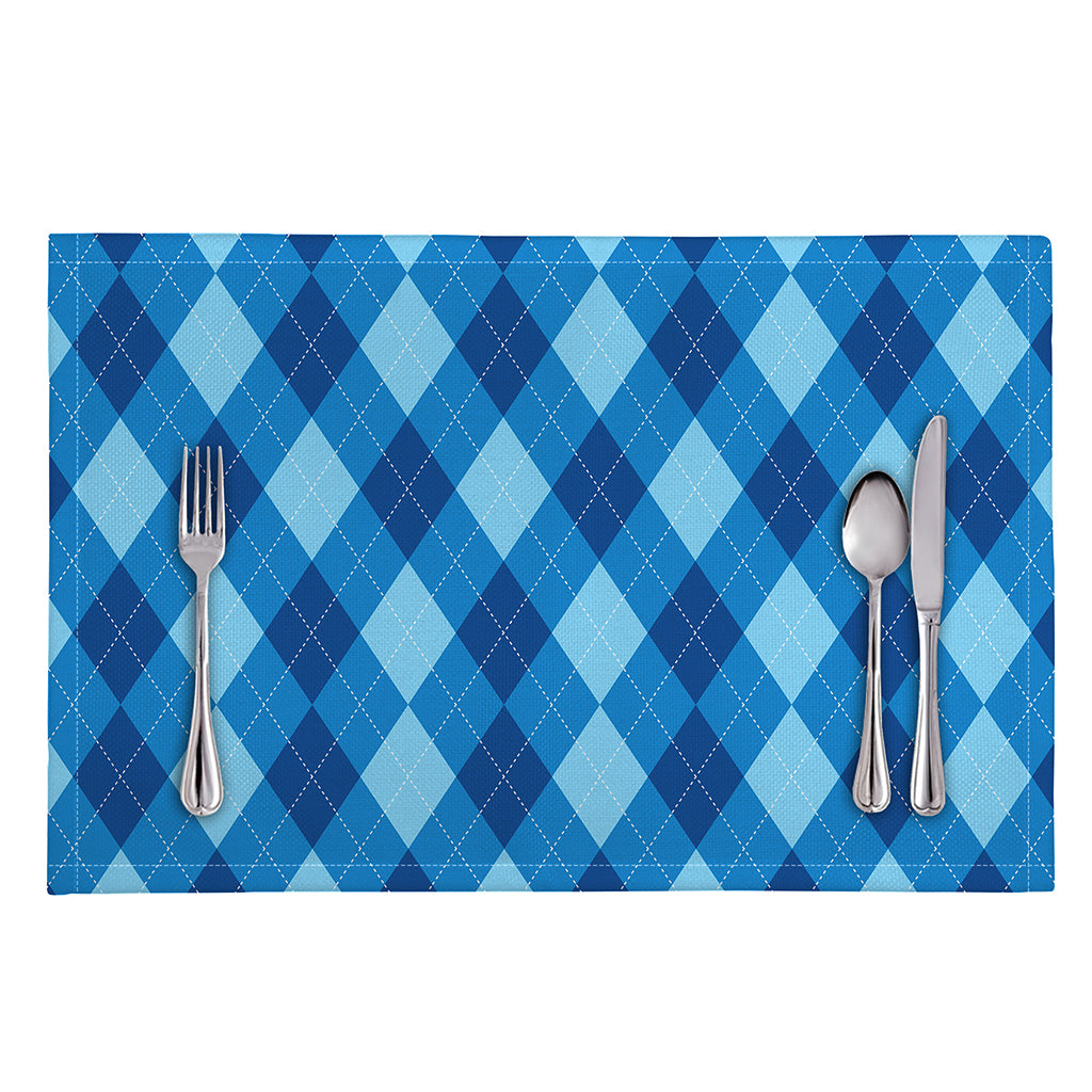 Blue Argyle Pattern Print Placemat