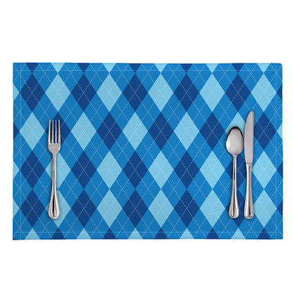 Blue Argyle Pattern Print Placemat
