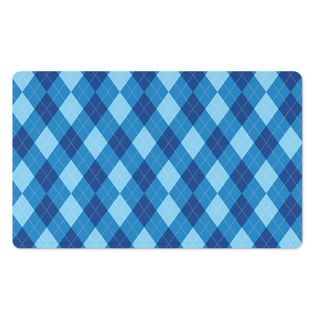Blue Argyle Pattern Print Polyester Doormat