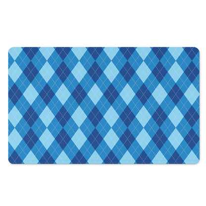 Blue Argyle Pattern Print Polyester Doormat