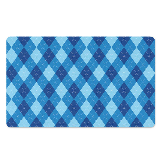 Blue Argyle Pattern Print Polyester Doormat