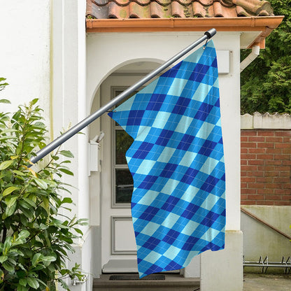 Blue Argyle Pattern Print Polyester Flag