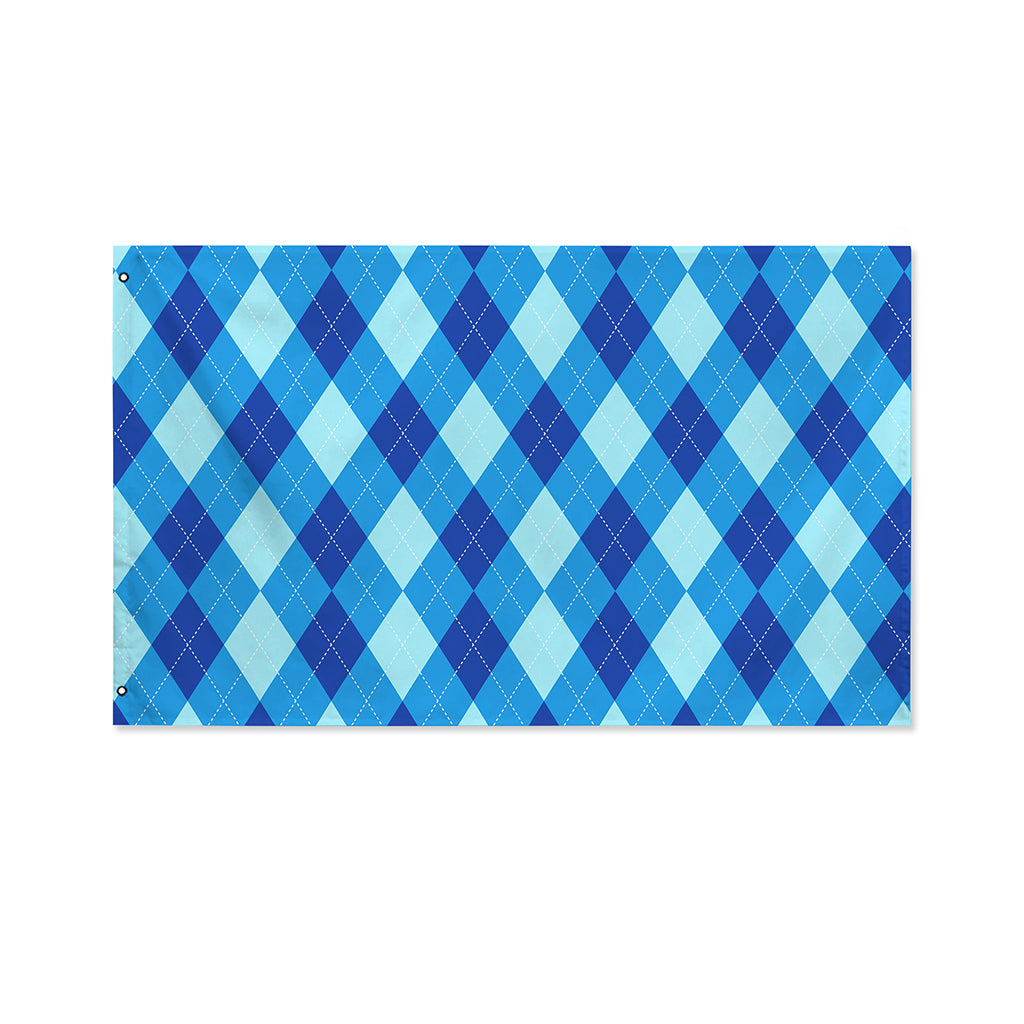 Blue Argyle Pattern Print Polyester Flag