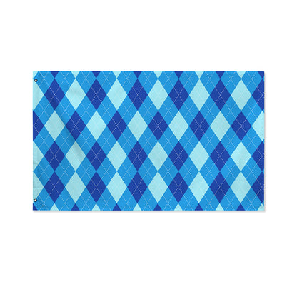 Blue Argyle Pattern Print Polyester Flag