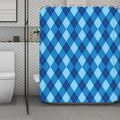 Blue Argyle Pattern Print Polyester Shower Curtain