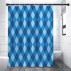 Blue Argyle Pattern Print Premium Shower Curtain