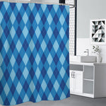 Blue Argyle Pattern Print Premium Shower Curtain