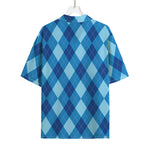 Blue Argyle Pattern Print Rayon Hawaiian Shirt