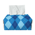 Blue Argyle Pattern Print Rectangle Tissue Box Cover