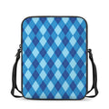 Blue Argyle Pattern Print Rectangular Crossbody Bag