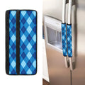 Blue Argyle Pattern Print Refrigerator Handle Covers