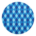 Blue Argyle Pattern Print Round Blanket